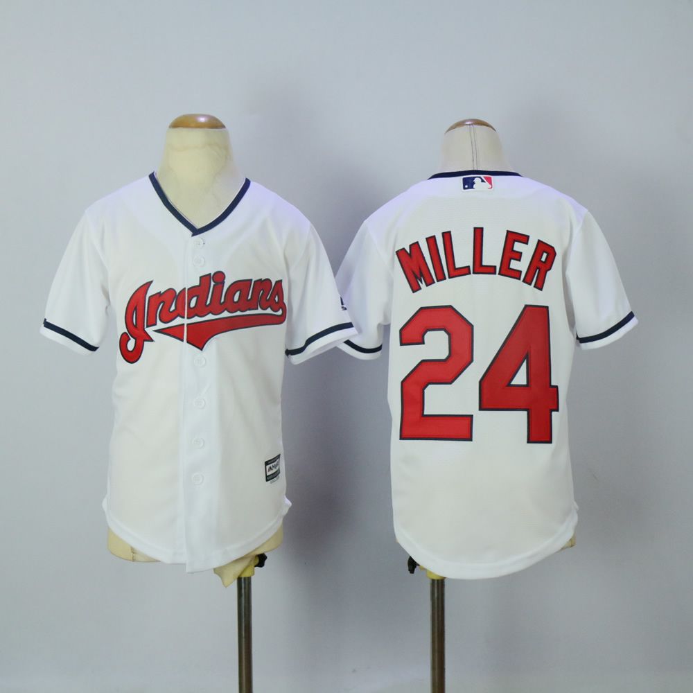 Youth Cleveland Indians #24 Miller White MLB Jerseys->youth mlb jersey->Youth Jersey